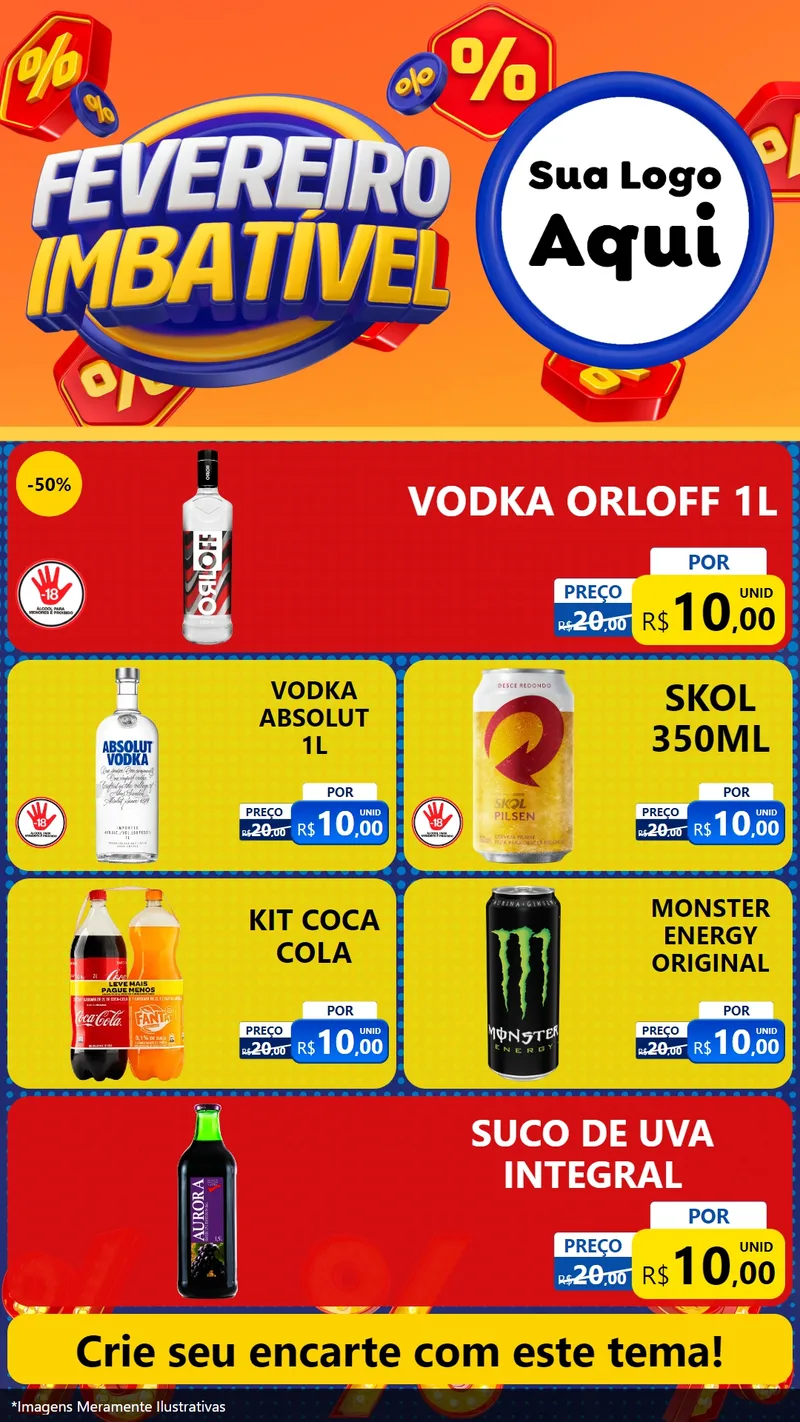Modelo de TV para TV Vertical com o tema Fevereiro Imbatível para Distribuidora de bebidas