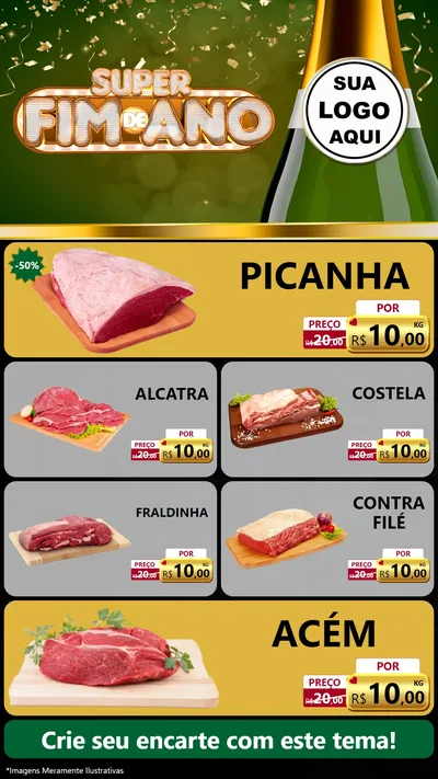 Modelo de TV para TV Vertical com o tema Super Fim de Ano para Açougue
