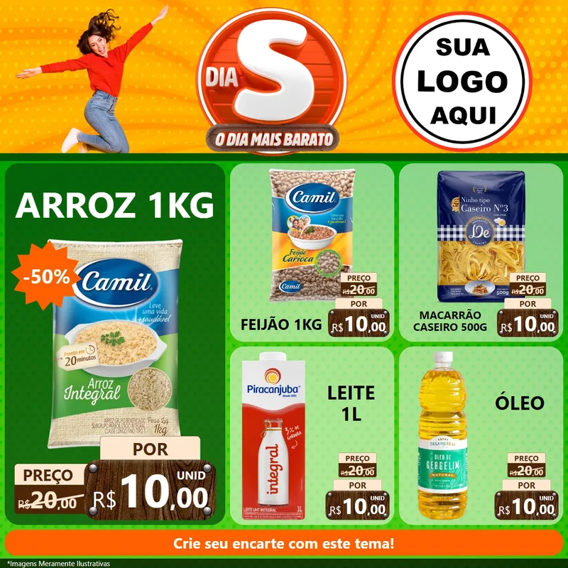 Modelo de Rede Social para Feed Facebook com o tema Dia S - O Dia Mais Barato para Supermercado