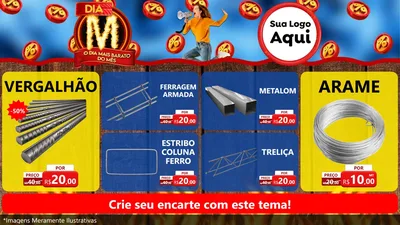 Modelo de TV para TV Horizontal com o tema Dia M - O Dia Mais Barato Do Mês para Ferragens