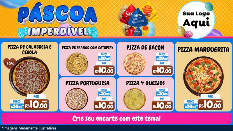 Modelo de TV para TV Horizontal com o tema Páscoa Imperdível para Pizzaria