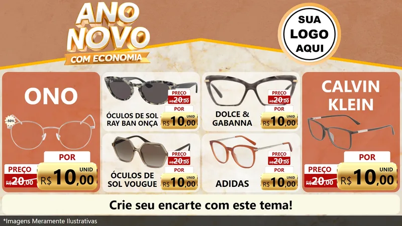 Modelo de TV para TV Horizontal com o tema Ano Novo Com Economia para Óticas