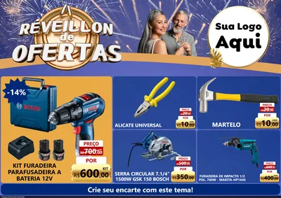 Modelo de Encarte para Encarte A4 Horizontal com o tema Réveillon de Ofertas para Maquinas e Ferramentas