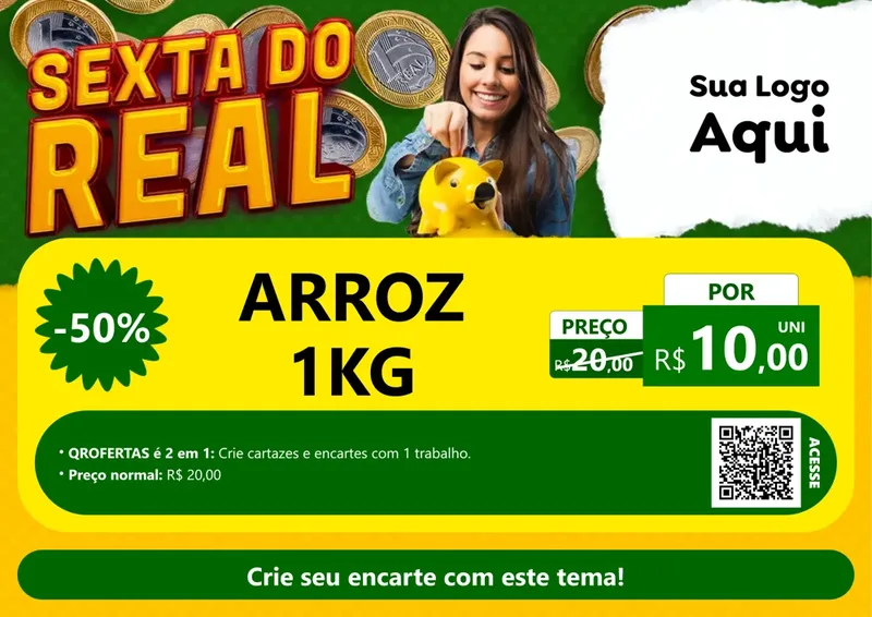 Modelo de Cartaz para Cartaz A4 Horizontal com o tema Sexta do Real para Supermercado