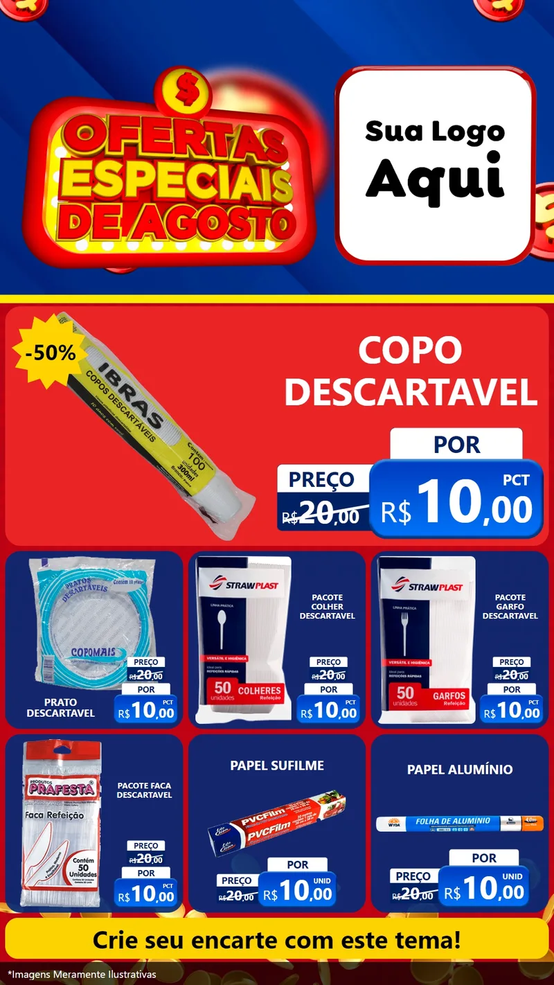 Modelo de Rede Social para Stories com o tema Ofertas Especiais de Agosto para Embalagens
