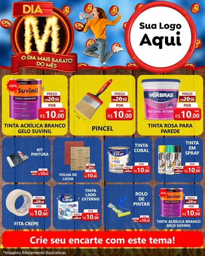 Modelo de Rede Social para Feed Instagram com o tema Dia M - O Dia Mais Barato Do Mês para Tintas e Ferramentas