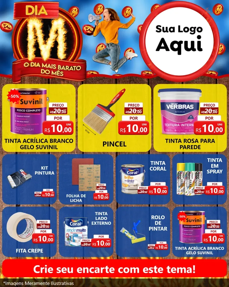 Modelo de Rede Social para Feed Instagram com o tema Dia M - O Dia Mais Barato Do Mês para Tintas e Ferramentas