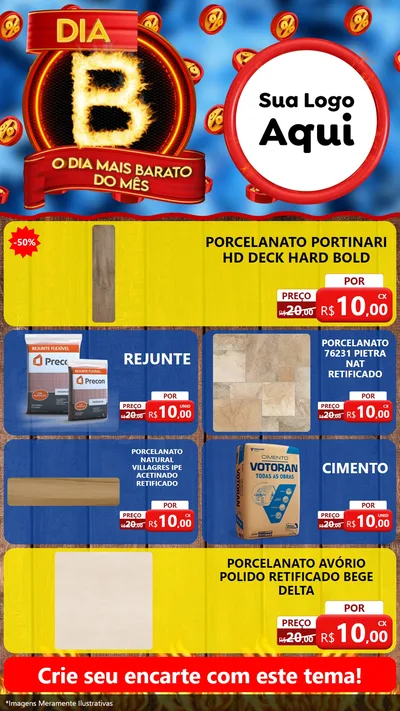 Modelo de TV para TV Vertical com o tema Dia B - O Dia Mais Barato Do Mês para Pisos e revestimentos