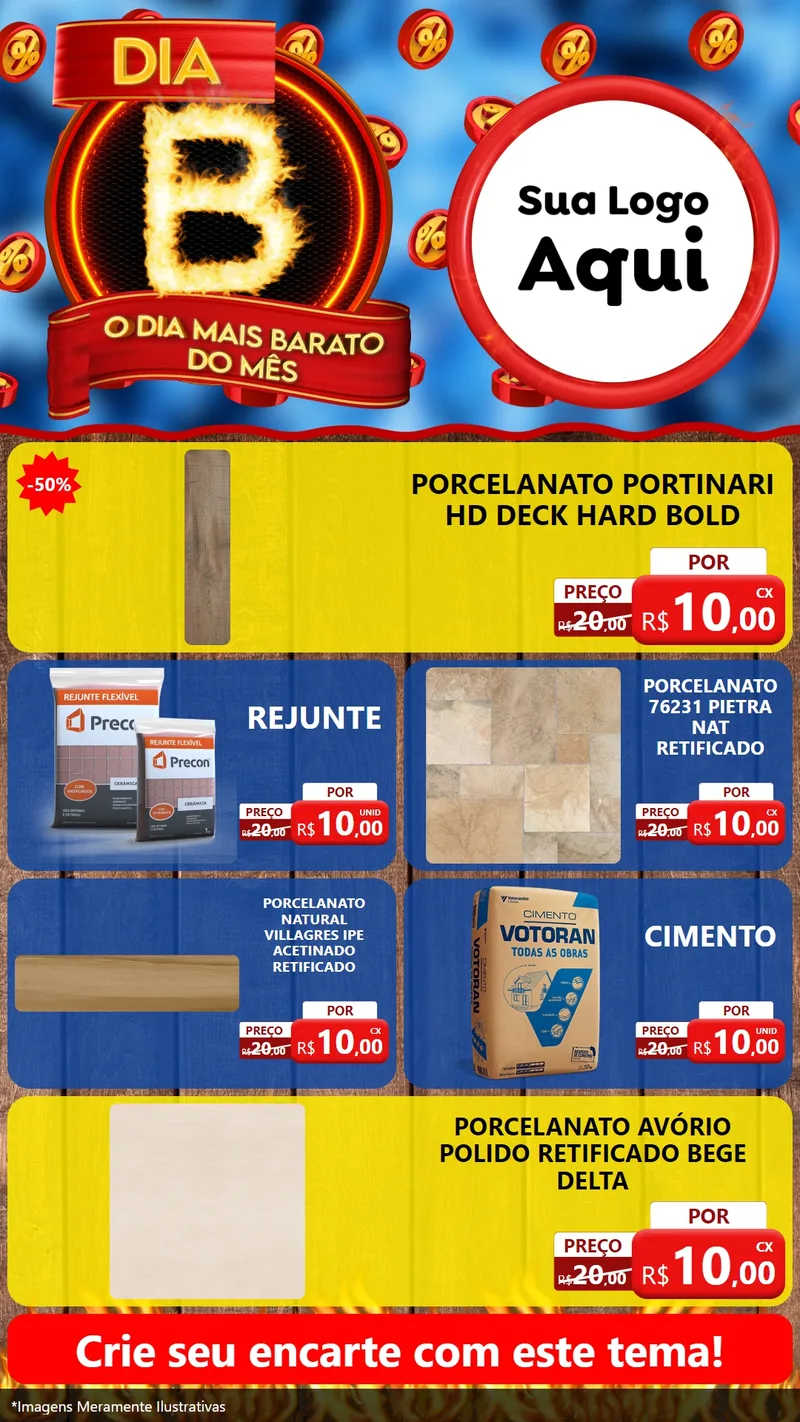 Modelo de TV para TV Vertical com o tema Dia B - O Dia Mais Barato Do Mês para Pisos e revestimentos