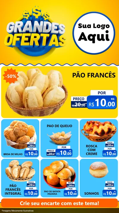 Modelo de Rede Social para Stories com o tema Grandes Ofertas para Padaria
