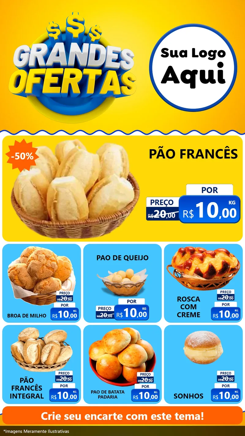 Modelo de Rede Social para Stories com o tema Grandes Ofertas para Padaria