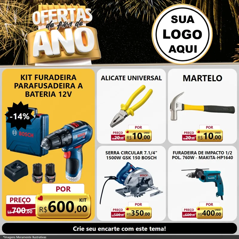 Modelo de Rede Social para Feed Facebook com o tema Ofertas de Fim de Ano para Maquinas e Ferramentas