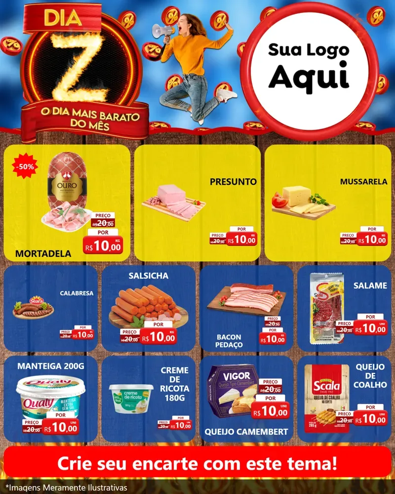 Modelo de Rede Social para Feed Instagram com o tema Dia Z - O Dia Mais Barato Do Mês para Frios e Laticínios