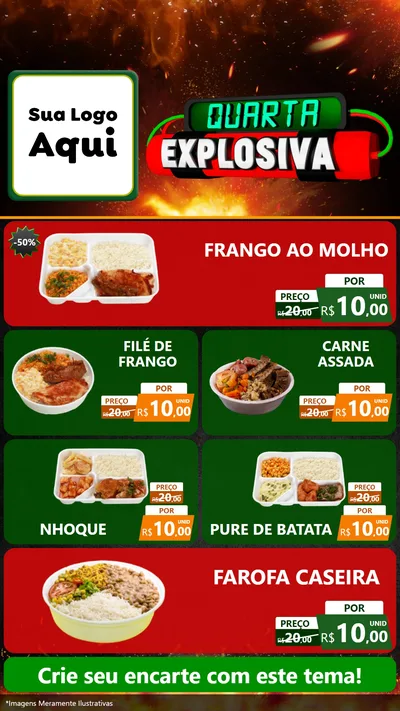 Modelo de TV para TV Vertical com o tema Quarta Explosiva para Restaurante