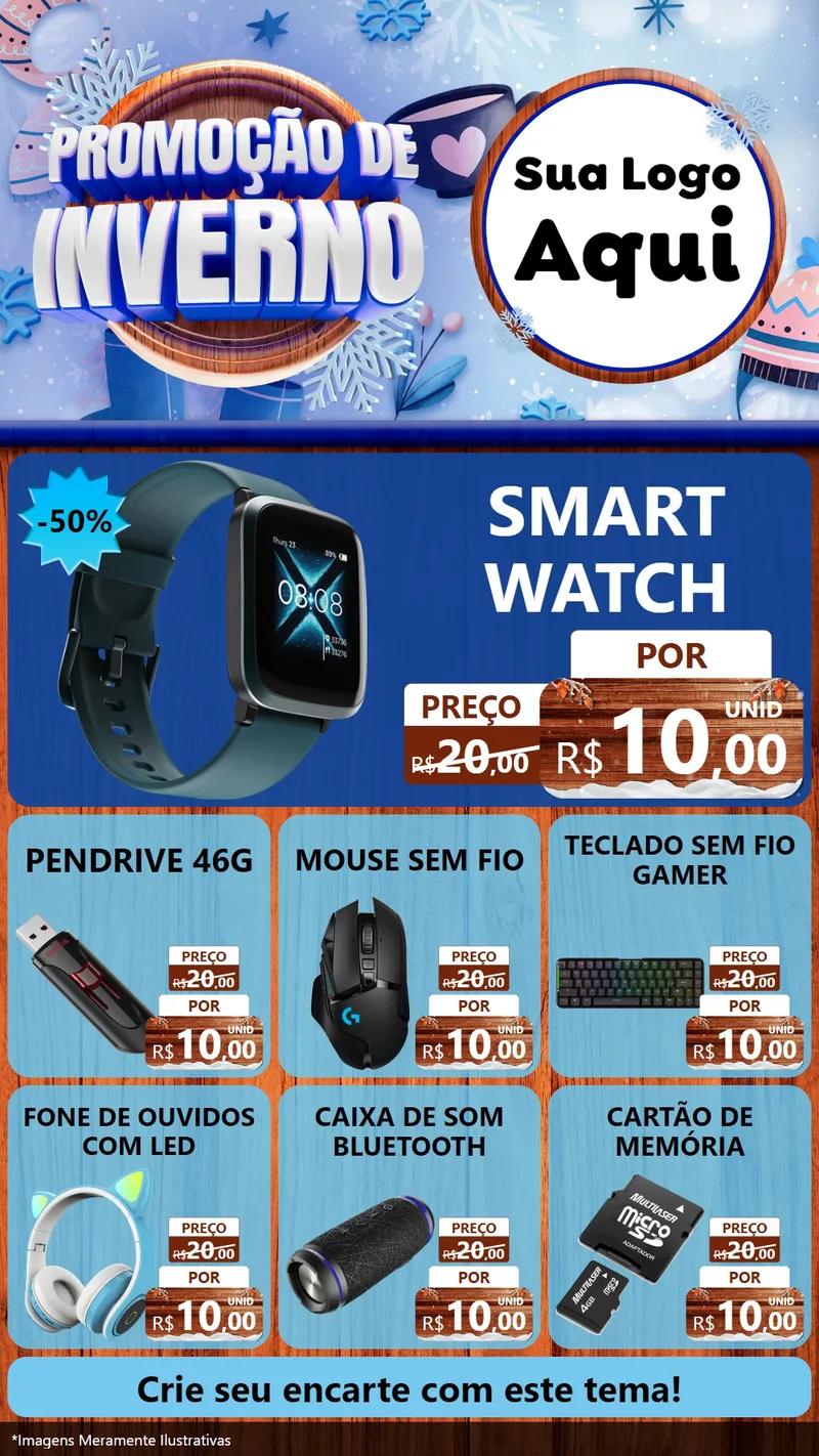 Modelo de Rede Social para Stories com o tema Promoção de Inverno para Informática