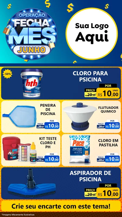 Modelo de TV para TV Vertical com o tema Operação Fecha Mês, Junho para Produtos para Piscina