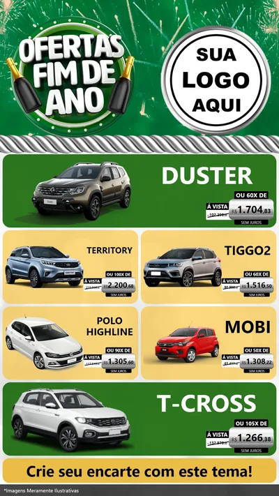 Modelo de TV para TV Vertical com o tema Ofertas Fim de Ano para Concessionaria de Carros