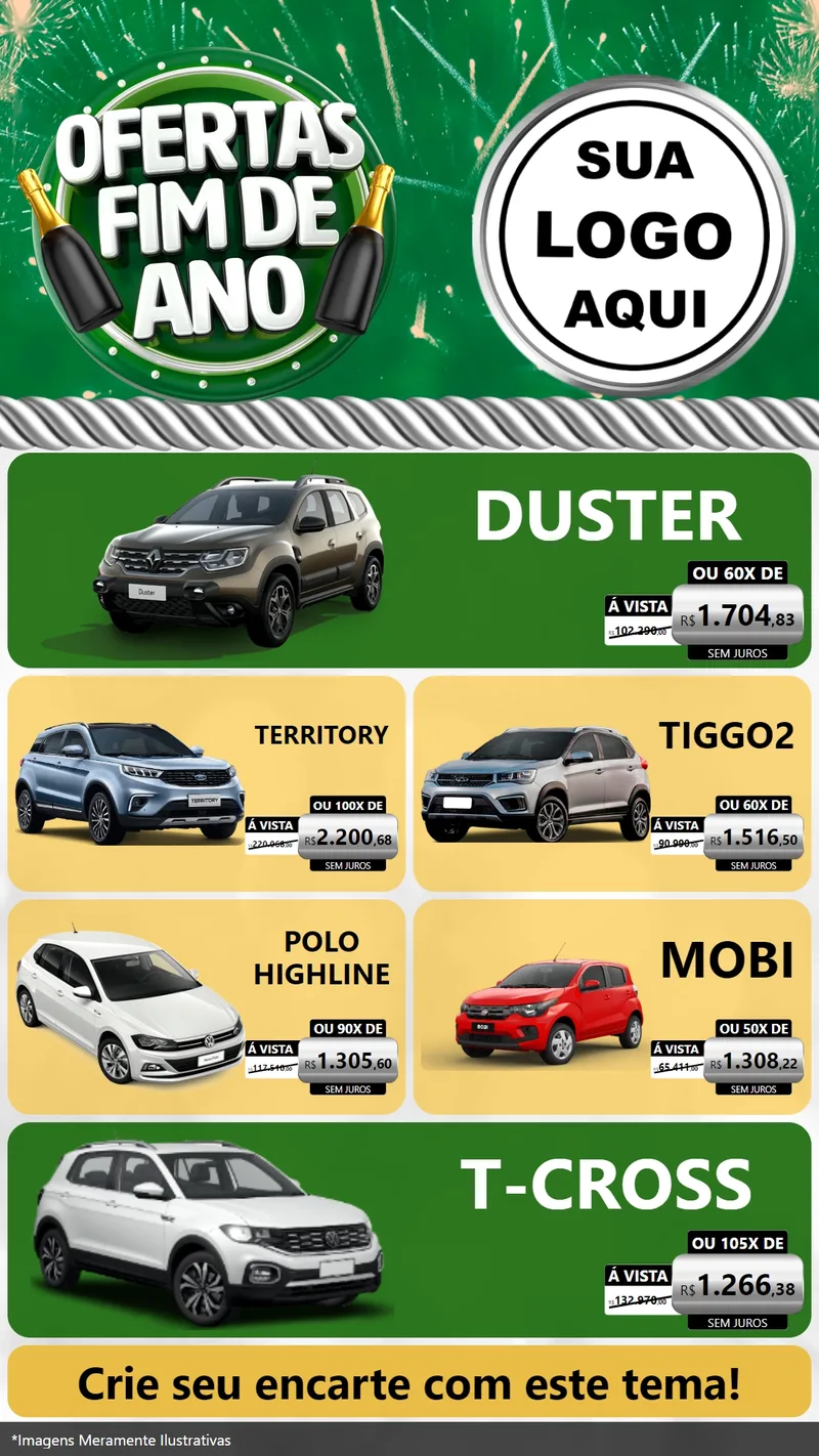 Modelo de TV para TV Vertical com o tema Ofertas Fim de Ano para Concessionaria de Carros