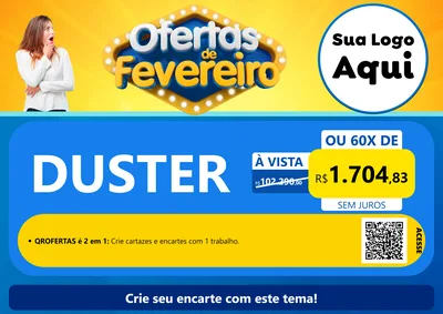Modelo de Cartaz para Cartaz A4 Horizontal com o tema Ofertas de Fevereiro para Concessionaria de Carros