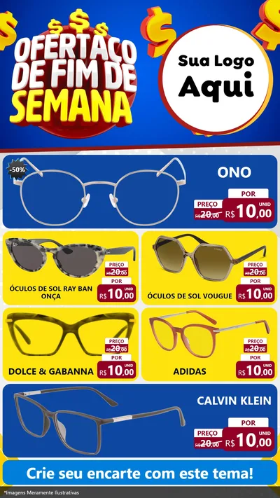 Modelo de TV para TV Vertical com o tema Ofertaço de Fim de Semana para Óticas
