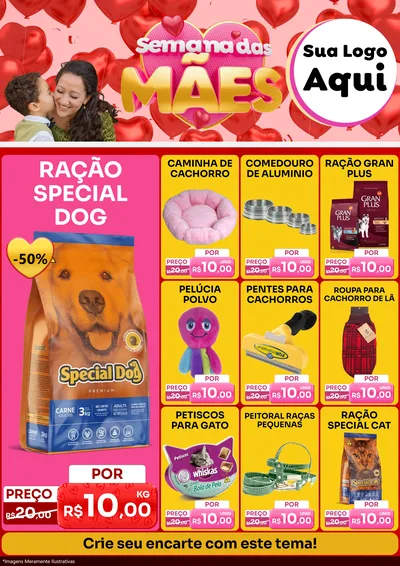 Modelo de Encarte para Encarte A4 Vertical com o tema Semana Das Mães para Pet Shop