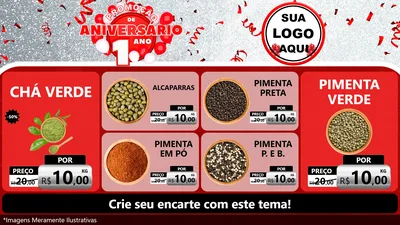 Modelo de TV para TV Horizontal com o tema Promoção de Aniversário - 1 Ano para Produtos Naturais