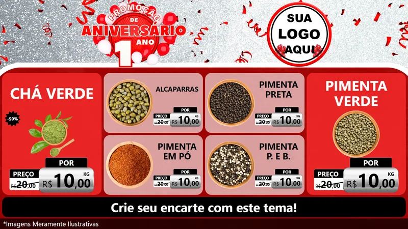 Modelo de TV para TV Horizontal com o tema Promoção de Aniversário - 1 Ano para Produtos Naturais