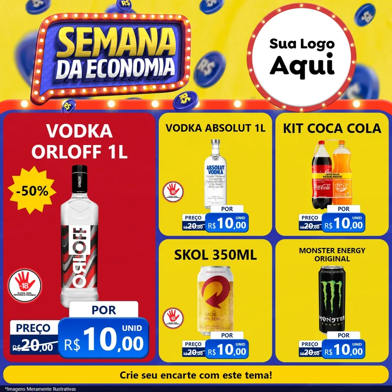 Modelo de Rede Social para Feed Facebook com o tema Semana da Economia para Distribuidora de bebidas