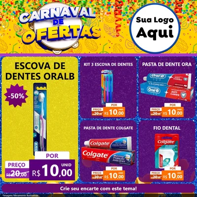 Modelo de Rede Social para Feed Facebook com o tema Carnaval de Ofertas para Higiene Pessoal