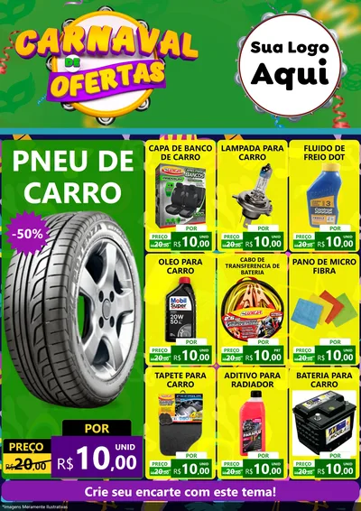 Modelo de Encarte para Encarte A4 Vertical com o tema Carnaval de Ofertas para Auto peças