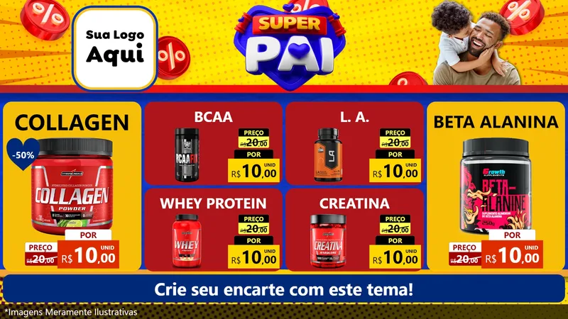 Modelo de TV para TV Horizontal com o tema Super Pai para Suplementos alimentares