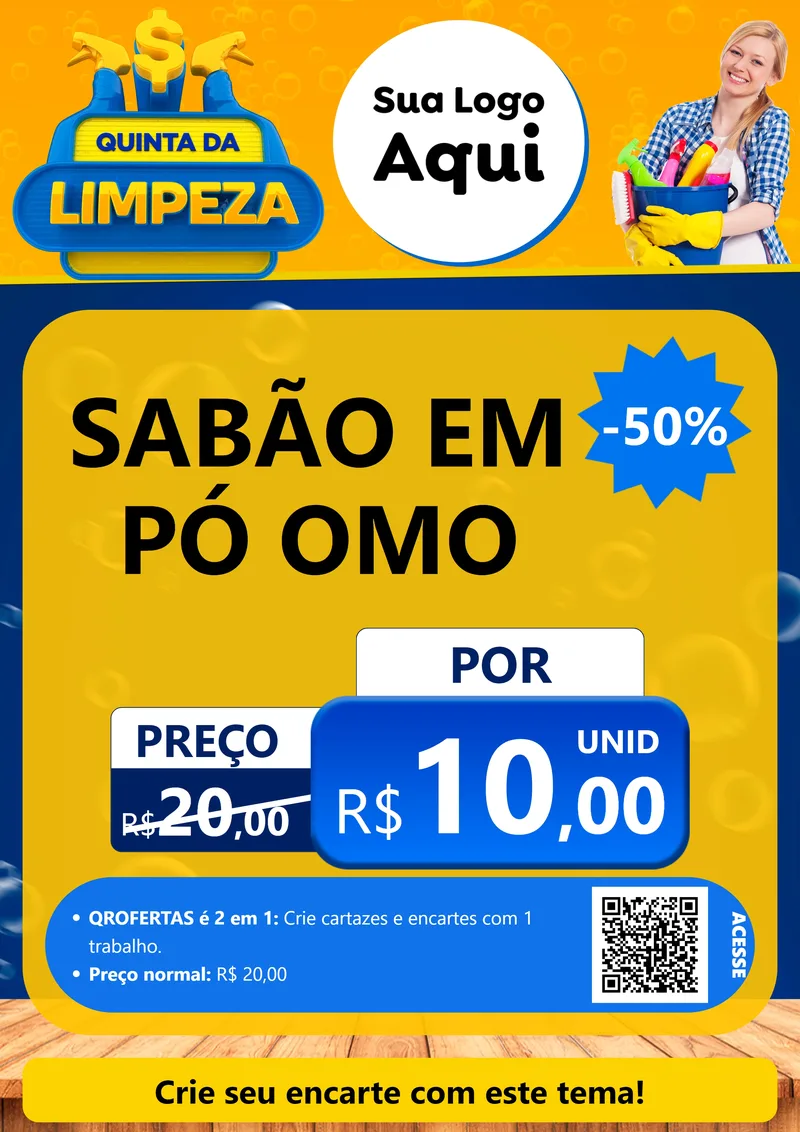 Modelo de Cartaz para Cartaz A4 Vertical com o tema Quinta da Limpeza para Produtos de Limpeza