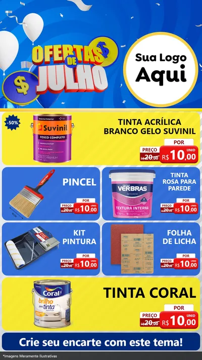 Modelo de TV para TV Vertical com o tema Ofertas de Julho para Tintas e Ferramentas