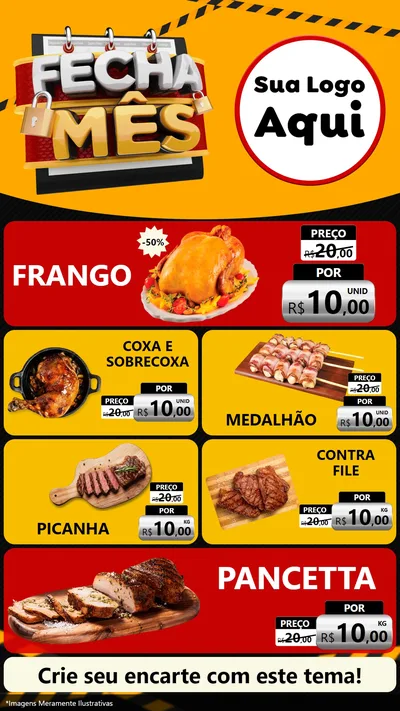 Modelo de TV para TV Vertical com o tema Fecha Mês para Assados