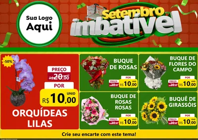 Modelo de Encarte para Encarte A4 Horizontal com o tema Setembro Imbatível para Floricultura e jardim