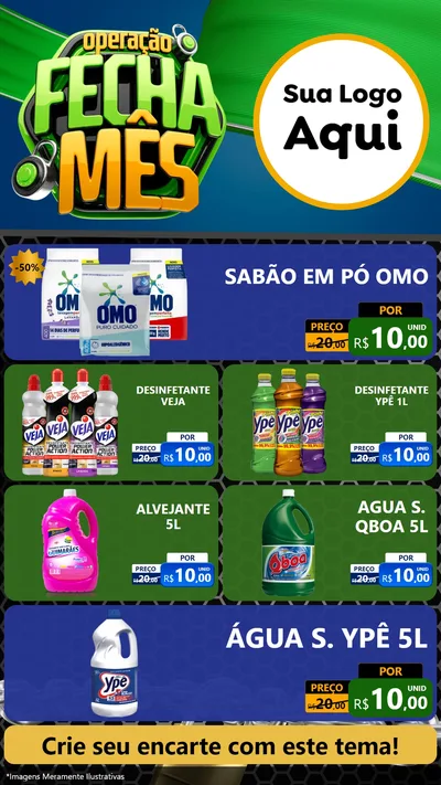 Modelo de TV para TV Vertical com o tema Operação Fecha Mês para Produtos de Limpeza