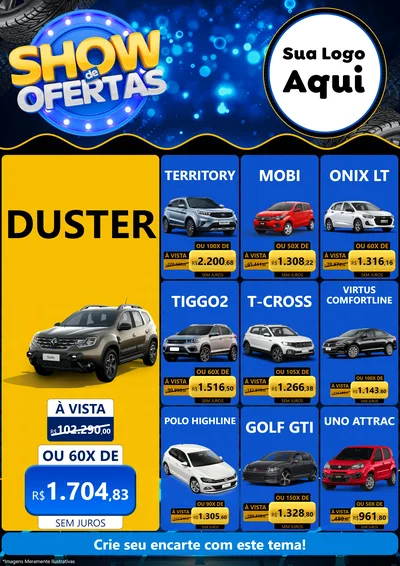 Modelo de Encarte para Encarte A4 Vertical com o tema Show de Ofertas para Concessionaria de Carros