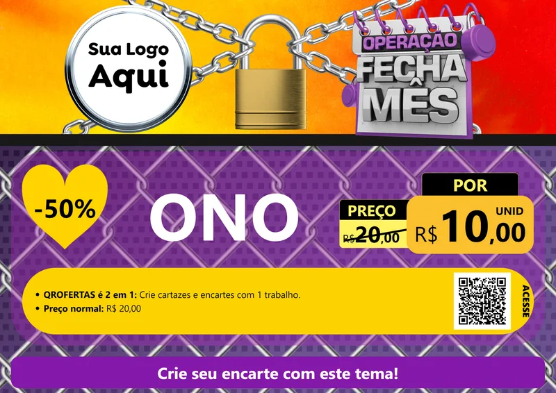 Modelo de Cartaz para Cartaz A4 Horizontal com o tema Operação Fecha Mês para Óticas