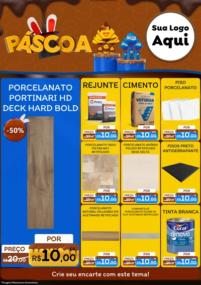 Modelo de Encarte para Encarte A4 Vertical com o tema Páscoa para Pisos e revestimentos