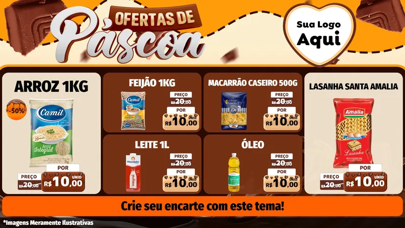 Modelo de TV para TV Horizontal com o tema Ofertas de Páscoa para Supermercado