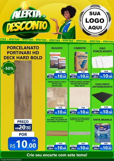 Modelo de Encarte para Encarte A4 Vertical com o tema Alerta de Desconto para Pisos e revestimentos
