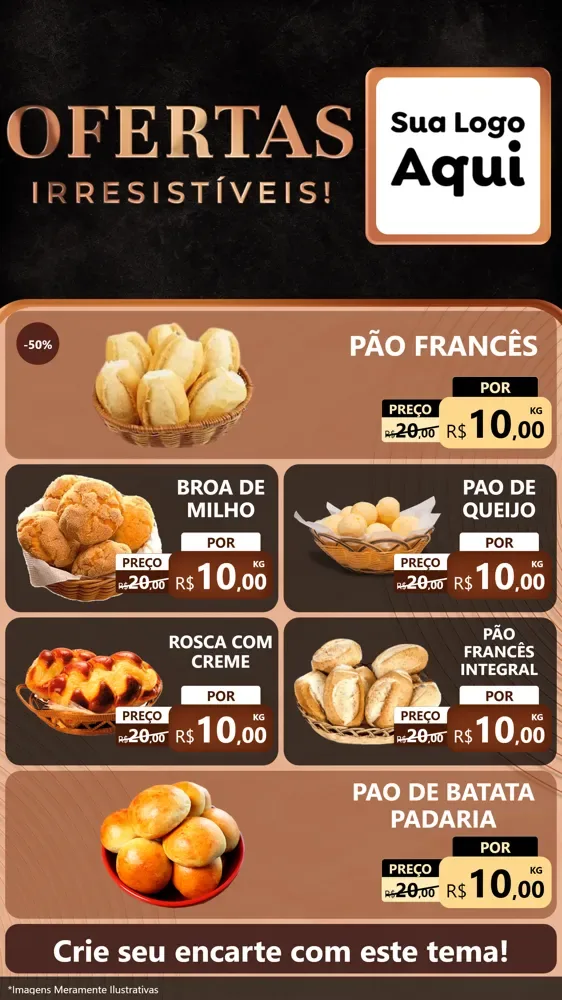 Modelo de TV para TV Vertical com o tema Ofertas Irresistíveis! para Padaria