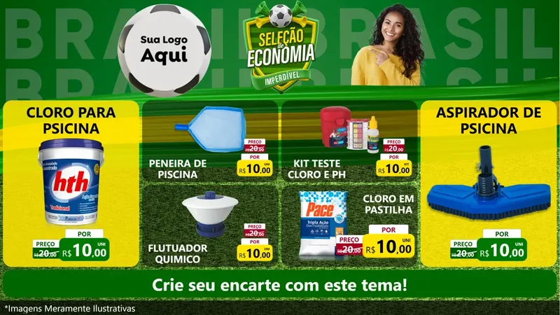 Modelo de TV para TV Horizontal com o tema Seleção de Economia - Copa para Produtos para Piscina