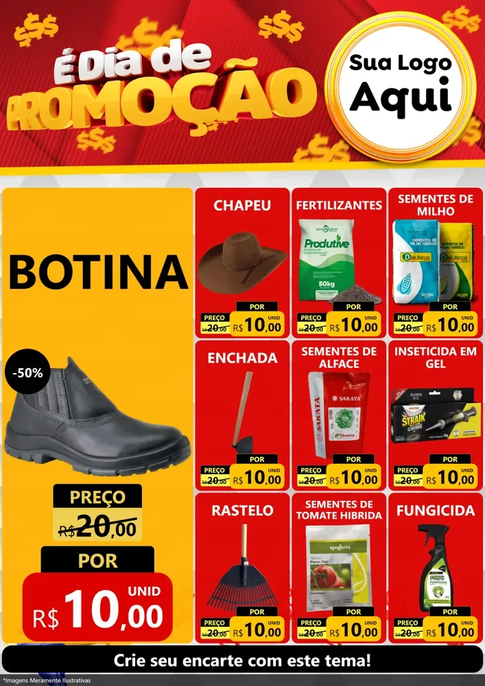 Modelo de Encarte para Encarte A4 Vertical com o tema É Dia De Promoção para Agropecuária