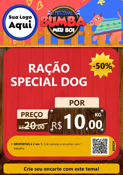 Modelo de Cartaz para Cartaz A4 Vertical com o tema Festival Bumba Meu Boi para Pet Shop