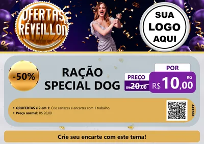Modelo de Cartaz para Cartaz A4 Horizontal com o tema Ofertas de Réveillon para Pet Shop