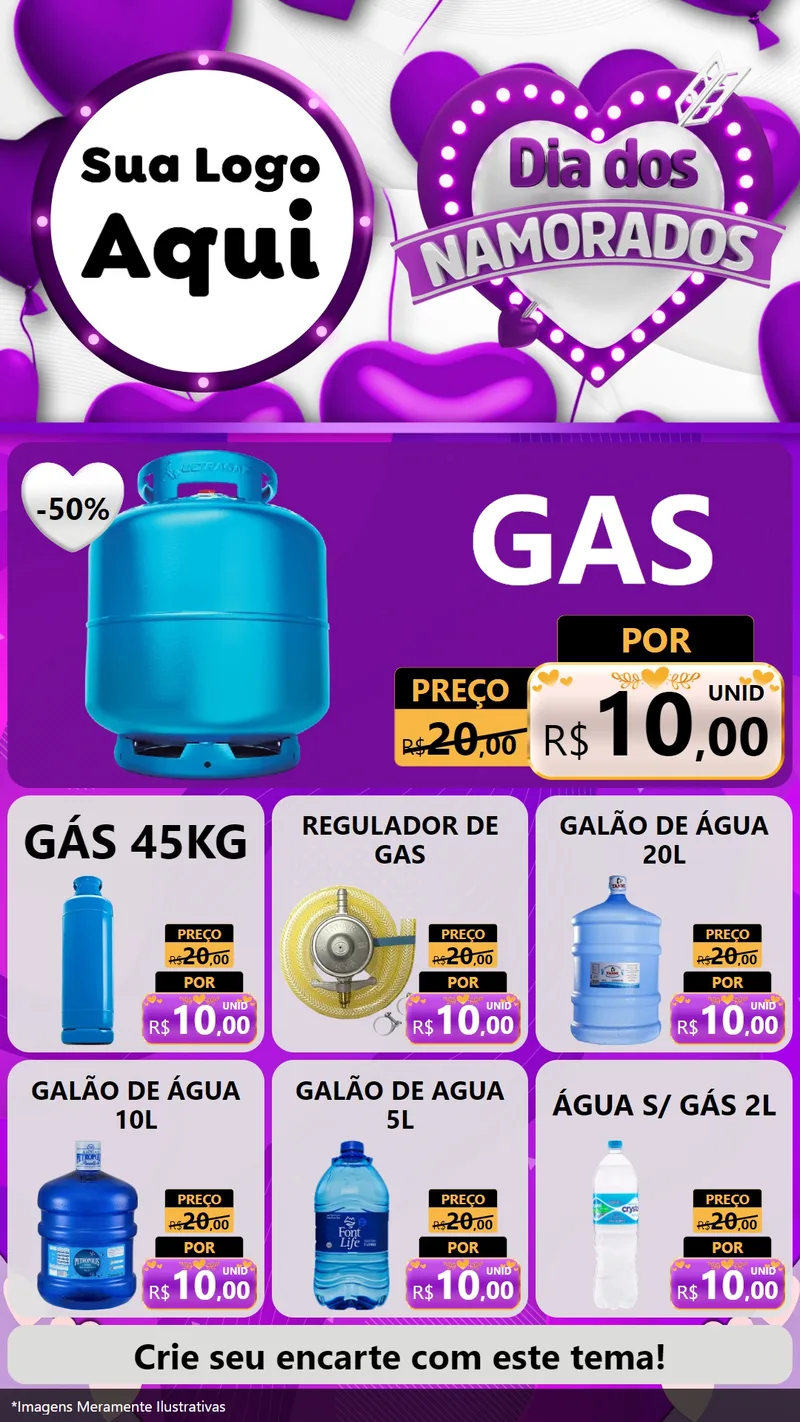 Modelo de Rede Social para Stories com o tema Dia dos Namorados para Água e gás