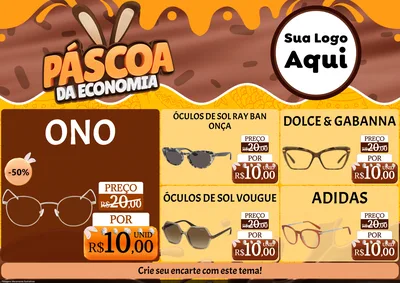 Modelo de Encarte para Encarte A4 Horizontal com o tema Páscoa da Economia para Óticas