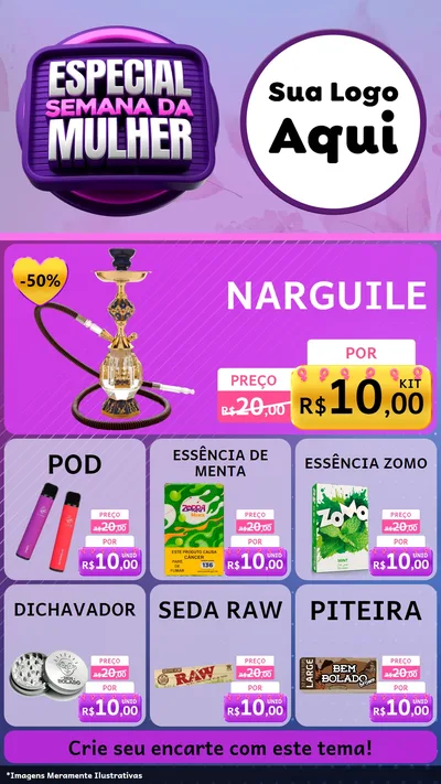 Modelo de Rede Social para Stories com o tema Especial Semana da Mulher para Tabacaria