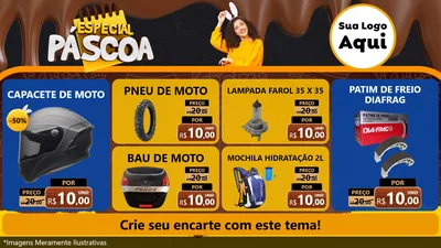 Modelo de TV para TV Horizontal com o tema Especial Páscoa para Moto peças